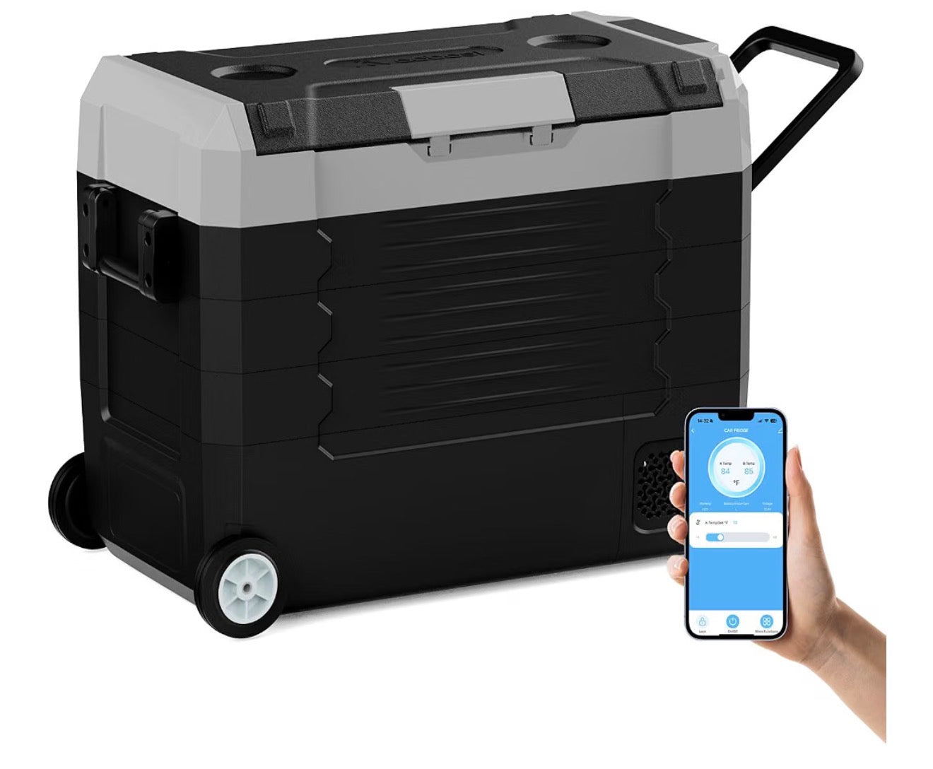 58QT Portable Car Refrigerator & Freezer with Wheels – App Control