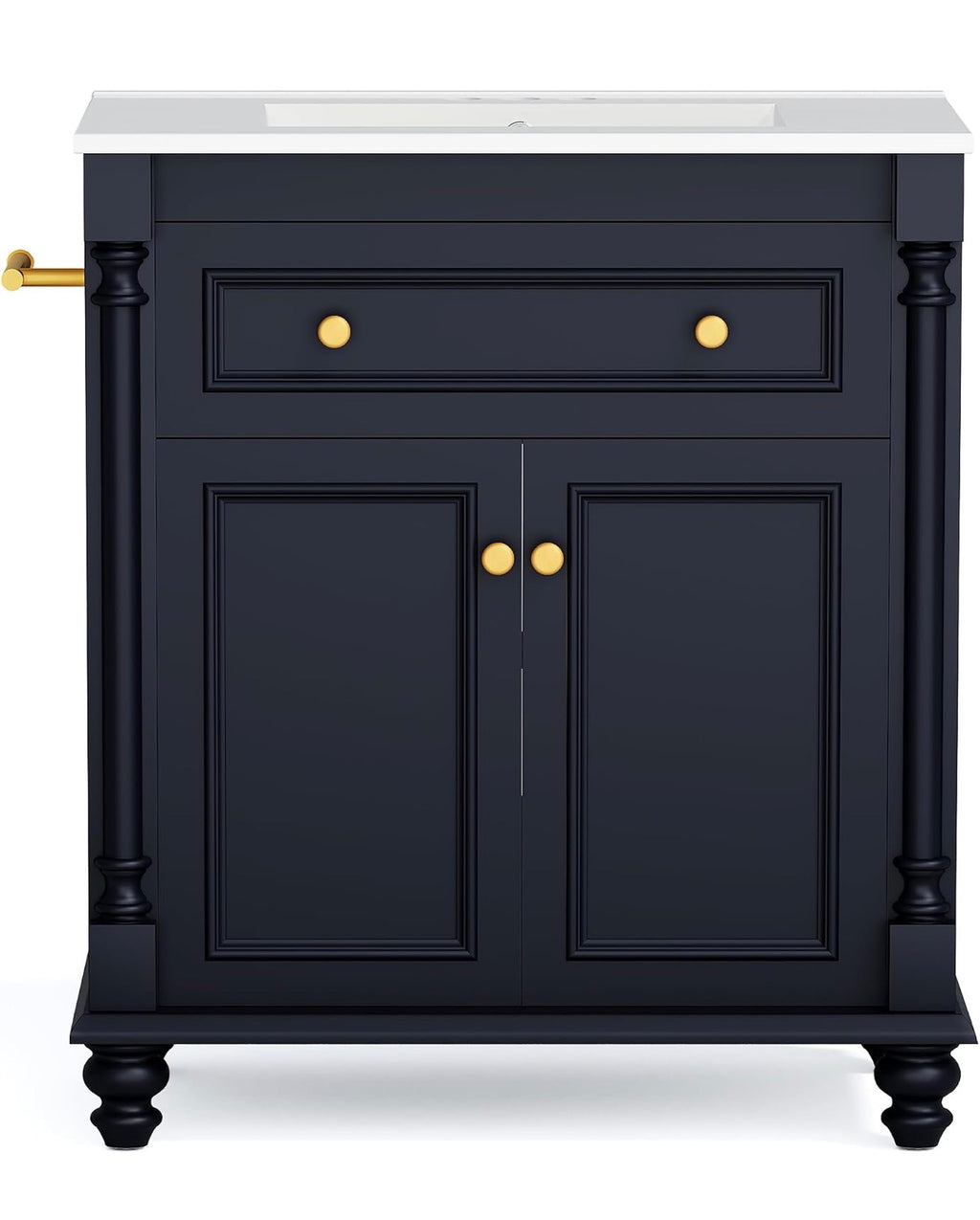 30” Bathroom Vanity with Integrated Ceramic Sink – Dark Blue