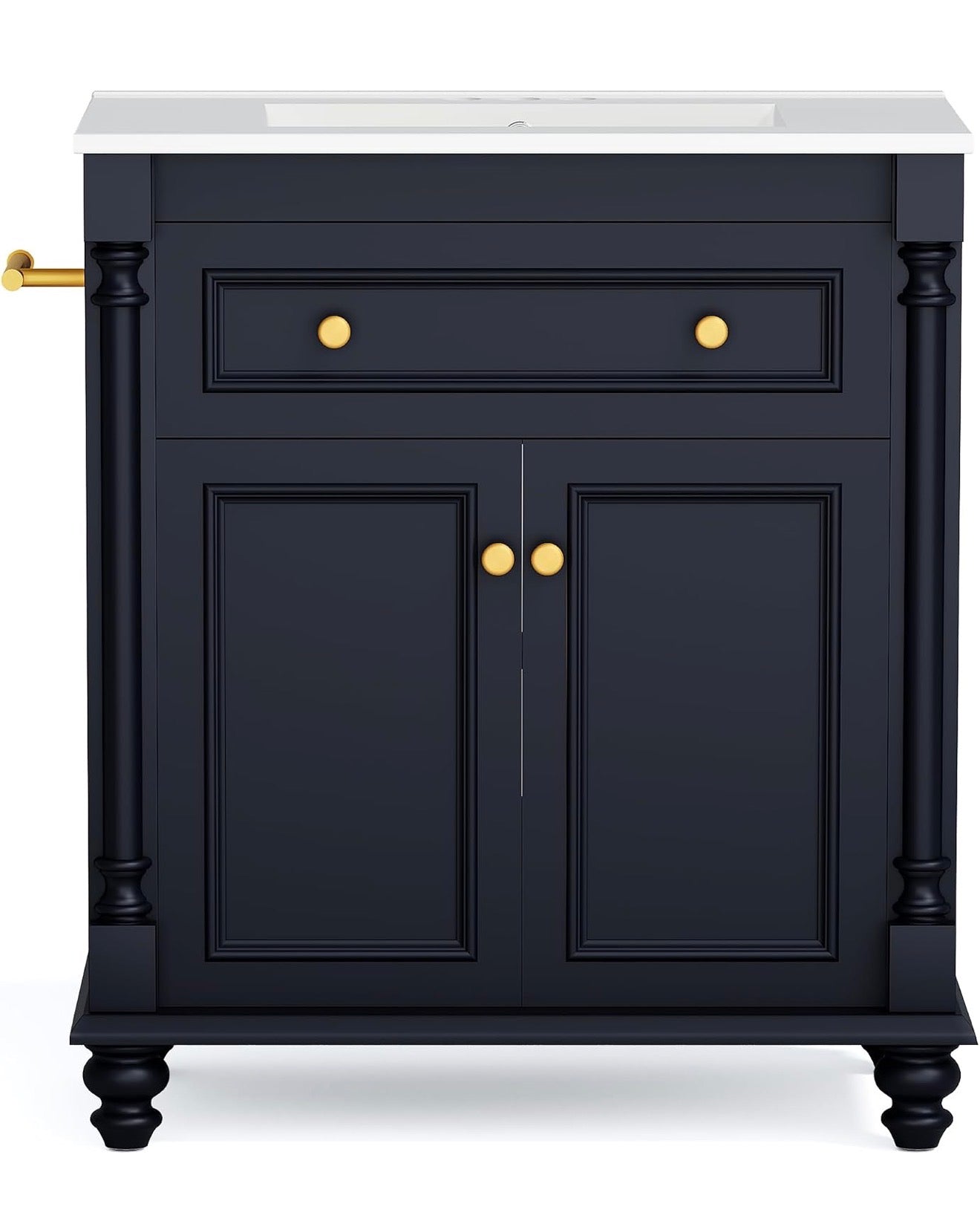 30” Bathroom Vanity with Integrated Ceramic Sink – Dark Blue