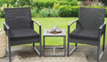 3-Piece Outdoor Wicker Bistro Set with Coffee Table - Black